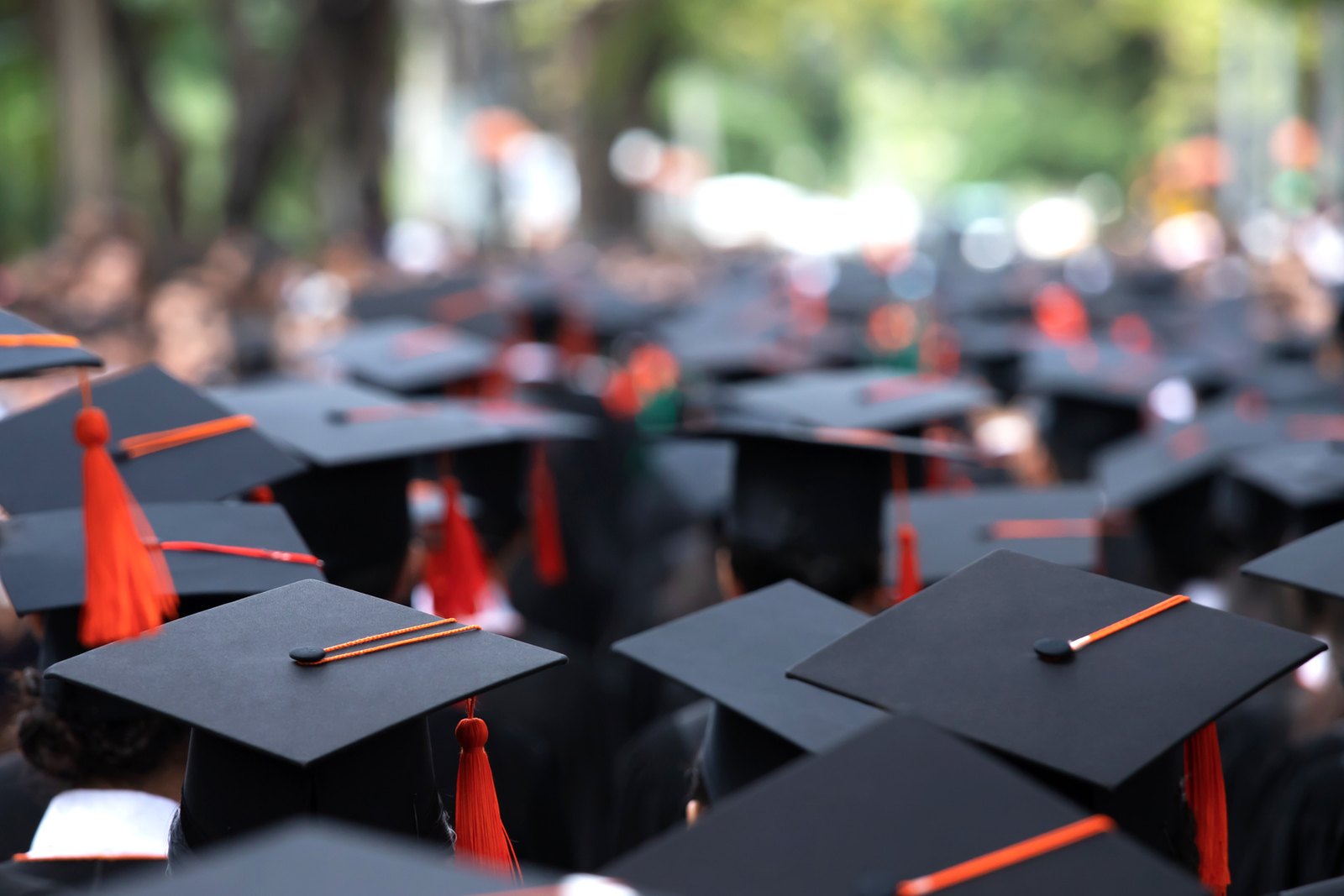 Graduates gathered for a university commencement ceremony
