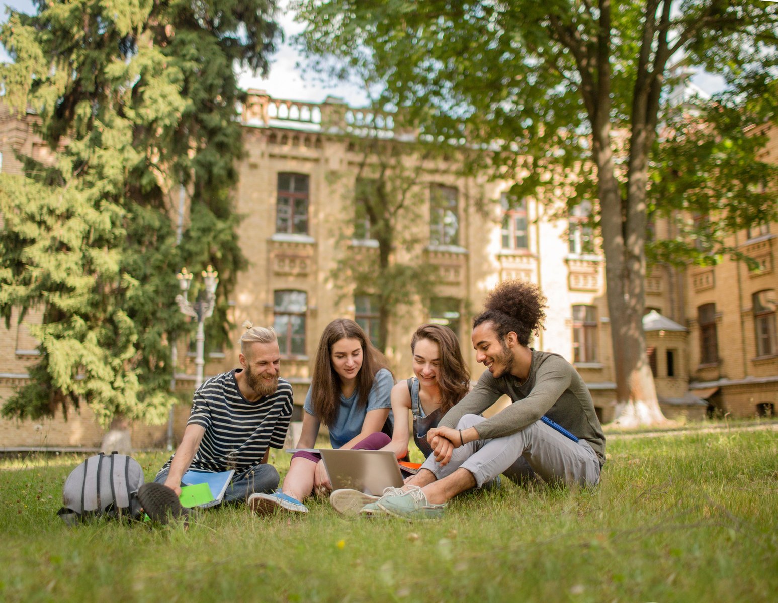 Students enjoying life on a university campus