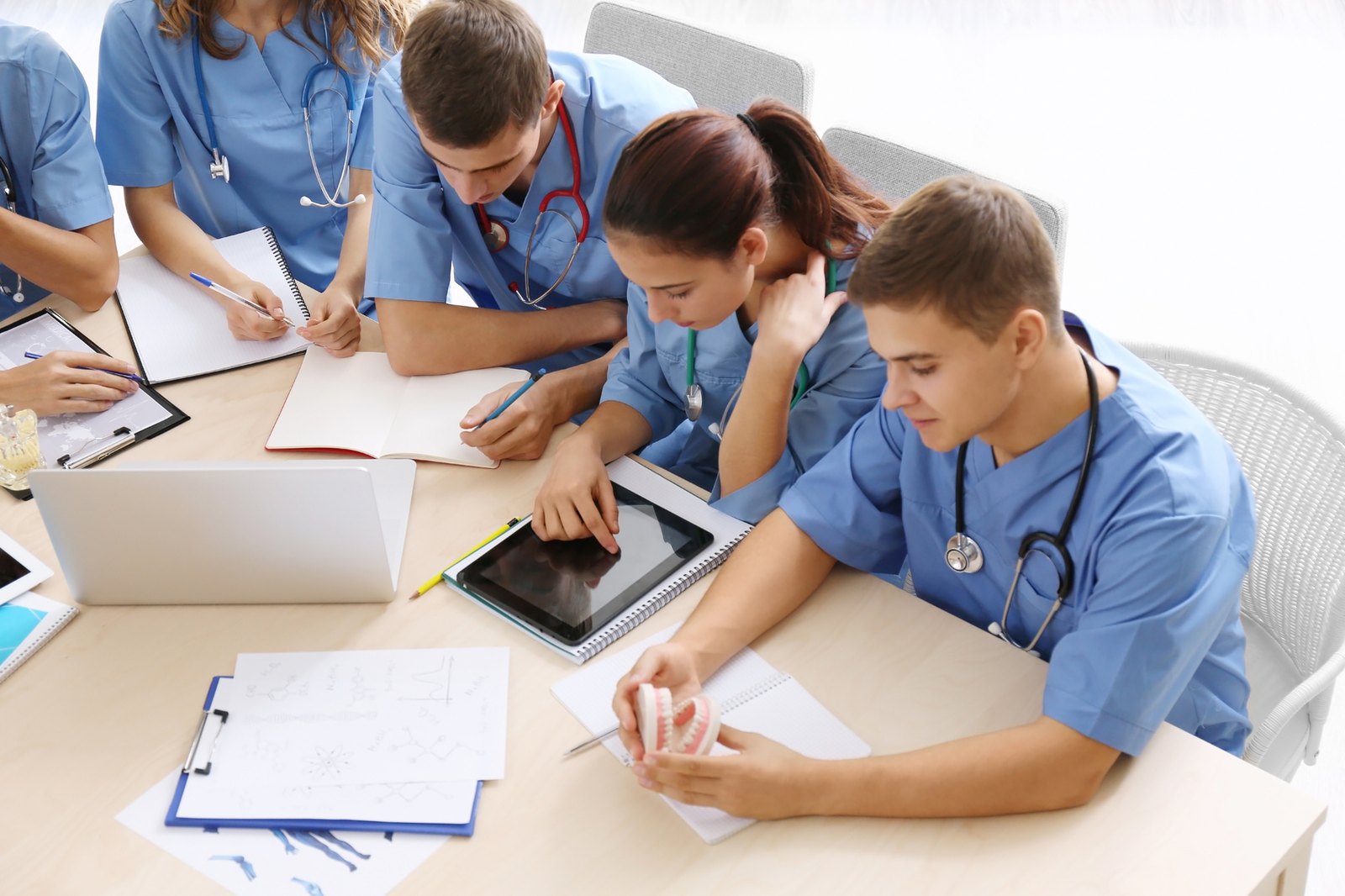 Medical students studying together